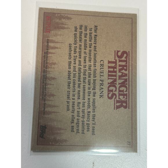 2018 Stranger Things Season 1 Trading Card #77 Cruel Prank - Picture 3 of 3